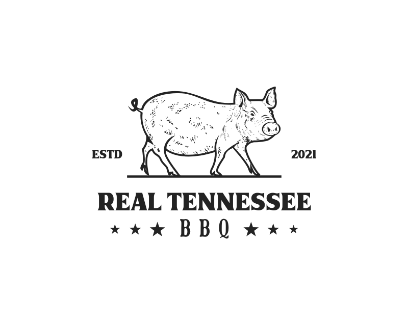 Black and White Pig Logo