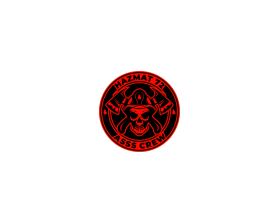 A skull wearing a firefighting helmet with axes crossed in the back. Says "HAZMAT 72" on top and "ASSS CREW" on the bottom. entry by Isym