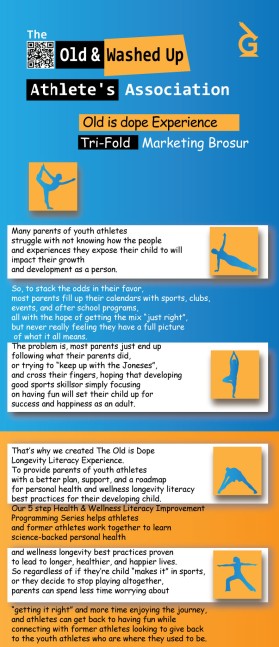 The Old & Washed Up Athlete’s Association - Old is Dope Experience Tri-Fold Marketing Brochure entry by salami