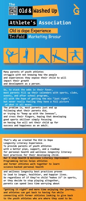 The Old & Washed Up Athlete’s Association - Old is Dope Experience Tri-Fold Marketing Brochure entry by salami