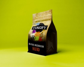 Mushroom product label for new company entry by Franzini