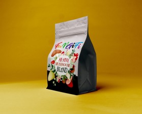 Mushroom product label for new company entry by Franzini