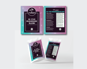Mushroom product label for new company entry by Jheebsyn 