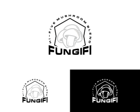 Mushroom product label for new company entry by art dent