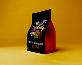 Mushroom product label for new company entry by Franzini