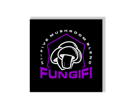 Mushroom product label for new company entry by art dent