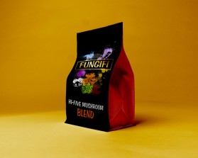 Mushroom product label for new company entry by Franzini