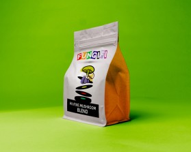 Mushroom product label for new company entry by Franzini