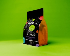 Mushroom product label for new company entry by Franzini