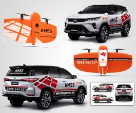 Design branding decals for a Toytota Fortuner and Wingtra Survey Drone entry by TOM1