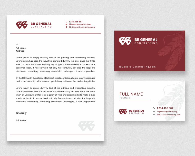 Business Card & Stationery Design for BB General Contracting