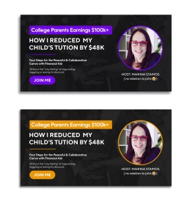 Webinar sign-up page: College Hacks for Parents entry by boukeroui