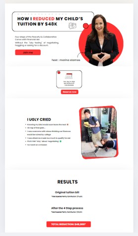 Webinar sign-up page: College Hacks for Parents entry by Ajay kuamar