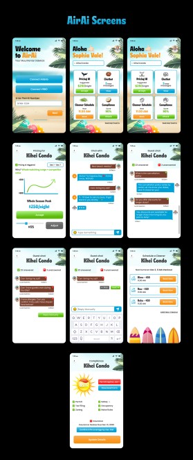 Design the Aloha Vibe for AirAi: 6 Mobile-First UI Mockups for Maui Vacation Rental SaaS entry by Donald Macjohn