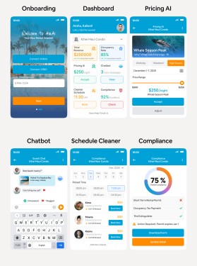 Design the Aloha Vibe for AirAi: 6 Mobile-First UI Mockups for Maui Vacation Rental SaaS entry by McRiver