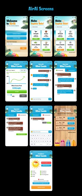 Design the Aloha Vibe for AirAi: 6 Mobile-First UI Mockups for Maui Vacation Rental SaaS entry by Donald Macjohn
