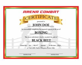 Arena Combat, certificate for rank entry by REY ARAULLO