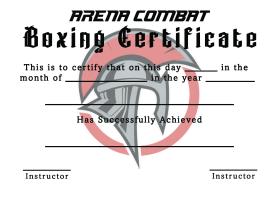 Arena Combat, certificate for rank entry by Deacon Bester