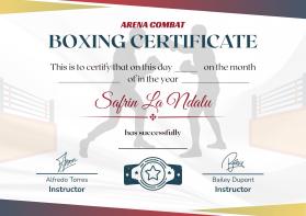 Arena Combat, certificate for rank entry by SAFRIN LA NDALU