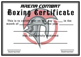 Arena Combat, certificate for rank entry by Deacon Bester