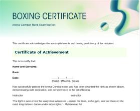 Arena Combat, certificate for rank entry by colorjar