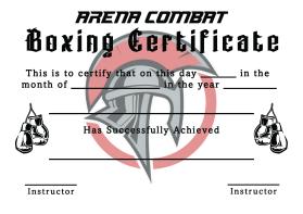 Arena Combat, certificate for rank entry by Deacon Bester