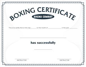 Arena Combat, certificate for rank entry by RUDY PATEN