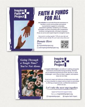 Winning entry: double sided design for post card for non profit charity. front is for people to donate money and the back is for people who need financial assists entry by Armchtrm