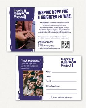 double sided design for post card for non profit charity. front is for people to donate money and the back is for people who need financial assists entry by Armchtrm