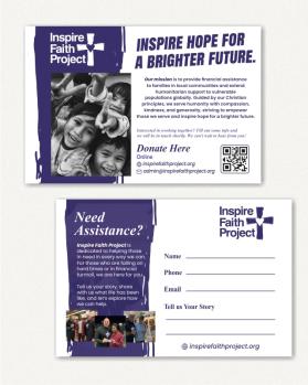double sided design for post card for non profit charity. front is for people to donate money and the back is for people who need financial assists entry by Armchtrm