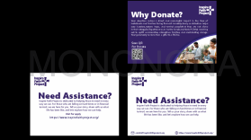 double sided design for post card for non profit charity. front is for people to donate money and the back is for people who need financial assists entry by Mononona