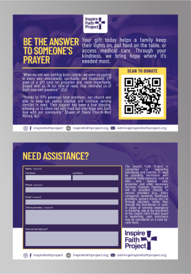 double sided design for post card for non profit charity. front is for people to donate money and the back is for people who need financial assists entry by alanqosh
