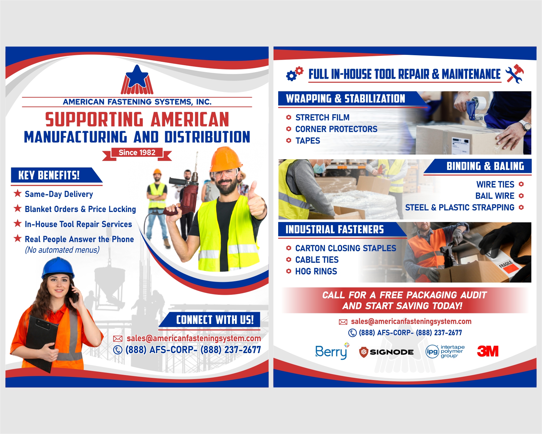 Brochure Design Entry 3792829 submitted by Unicons96 to the contest for Double-Sided Industrial Sales Sheet for American Fastening Systems, Inc. run by AmericanFS