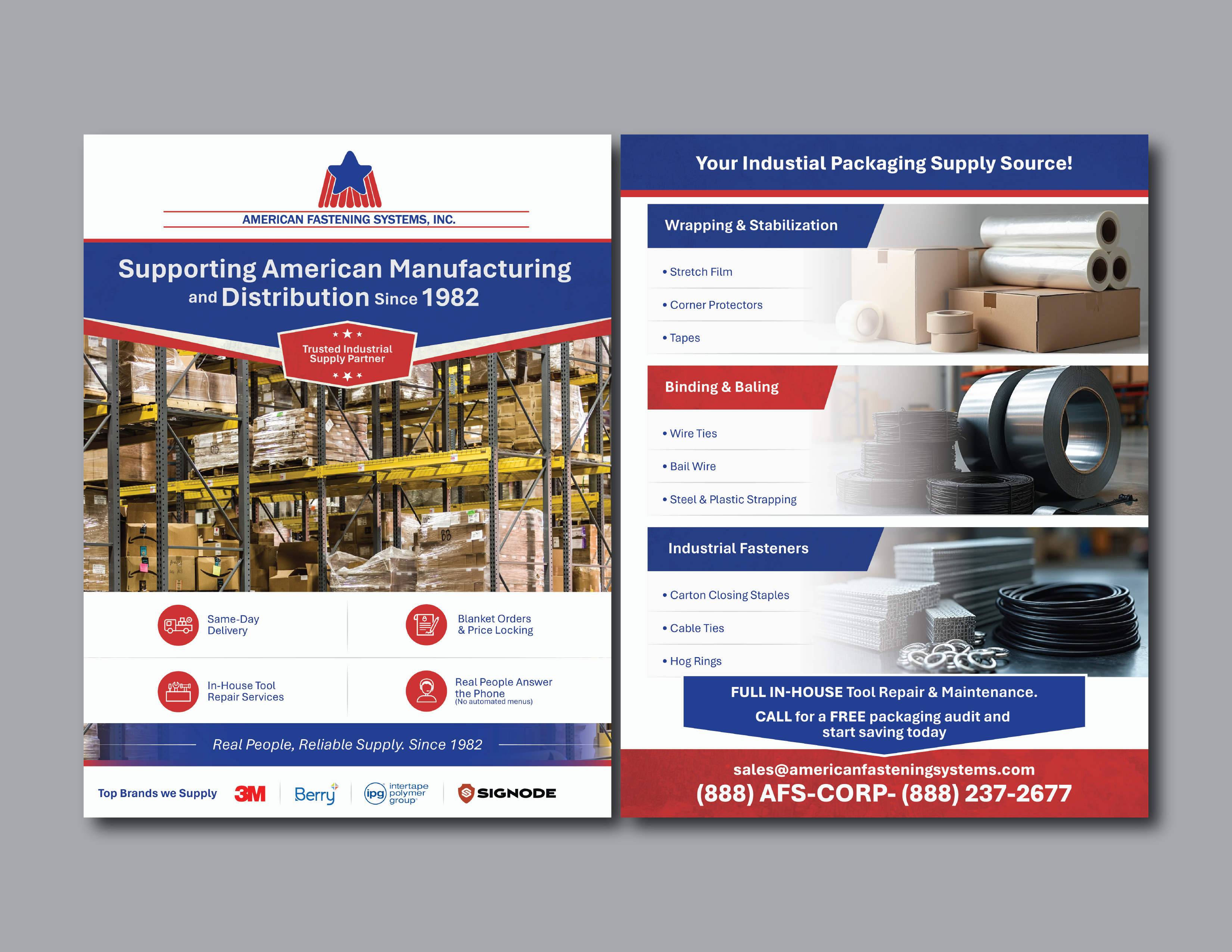 Brochure Design Entry 3792689 submitted by Jheebsyn  to the contest for Double-Sided Industrial Sales Sheet for American Fastening Systems, Inc. run by AmericanFS
