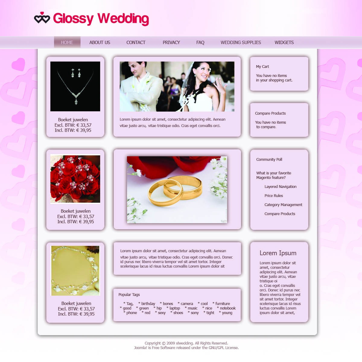 Web Design for Glossy Wedding