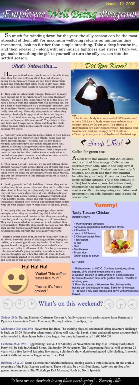 Employee Wellbeing Newsletters entry by cvvarun
