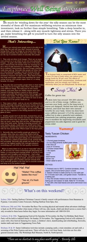 Employee Wellbeing Newsletters entry by cvvarun