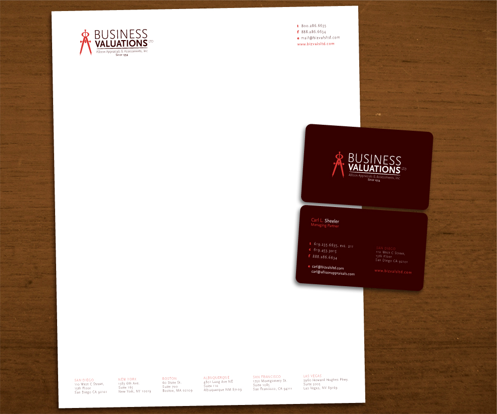 Business Card & Stationery Design for Business Valuations Ltd.