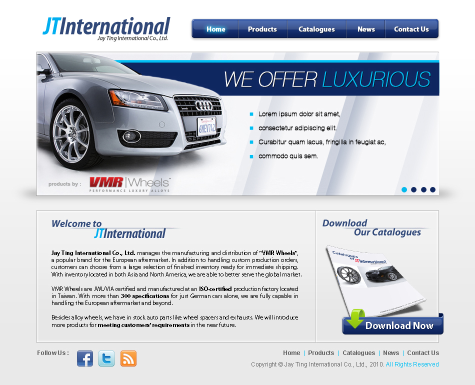 Web Design for Home page for JT International
