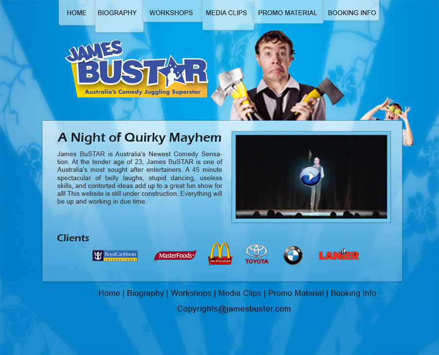 Web Design for Comedy Juggler Website