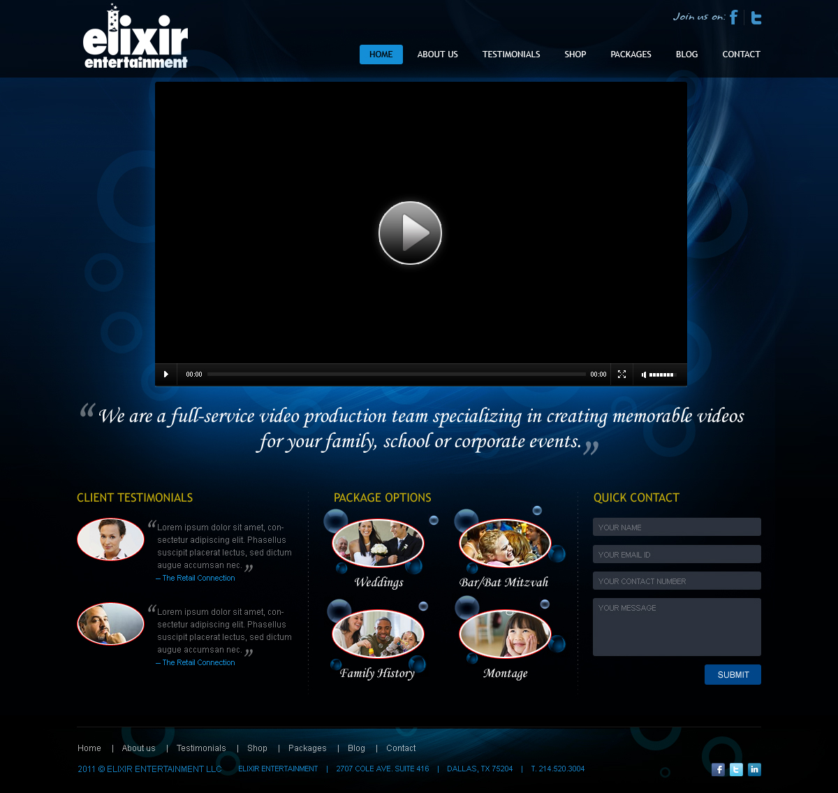 Web Design for www.elixir-entertainment.com