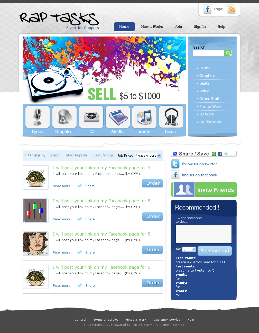 Web Design for RapTasks.com
