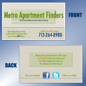 Business Card & Stationery Design entry 394306 submitted by ardinonino to the Business Card & Stationery Design for Metro Apartment Finders run by choffmeister