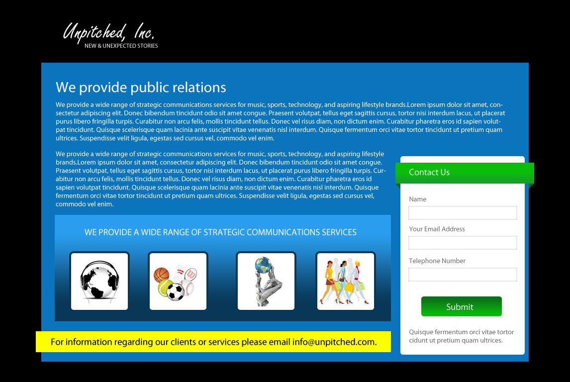 Web Design for Unpitched, Inc.