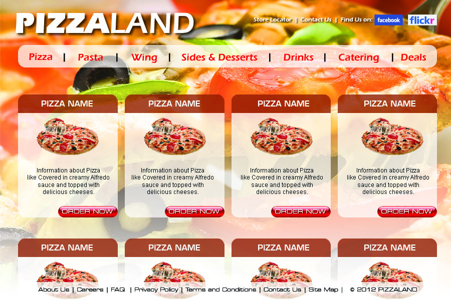 Web Design for Pizzaland.co.uk