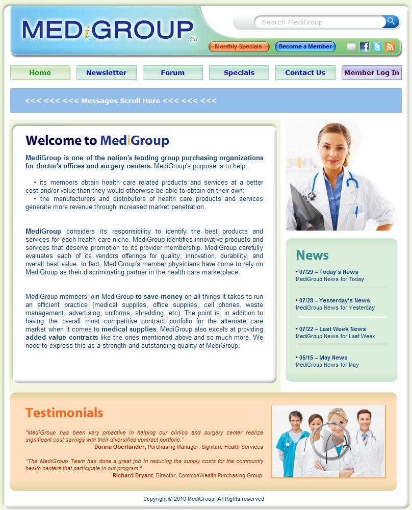 Web Design for New MediGroup Website