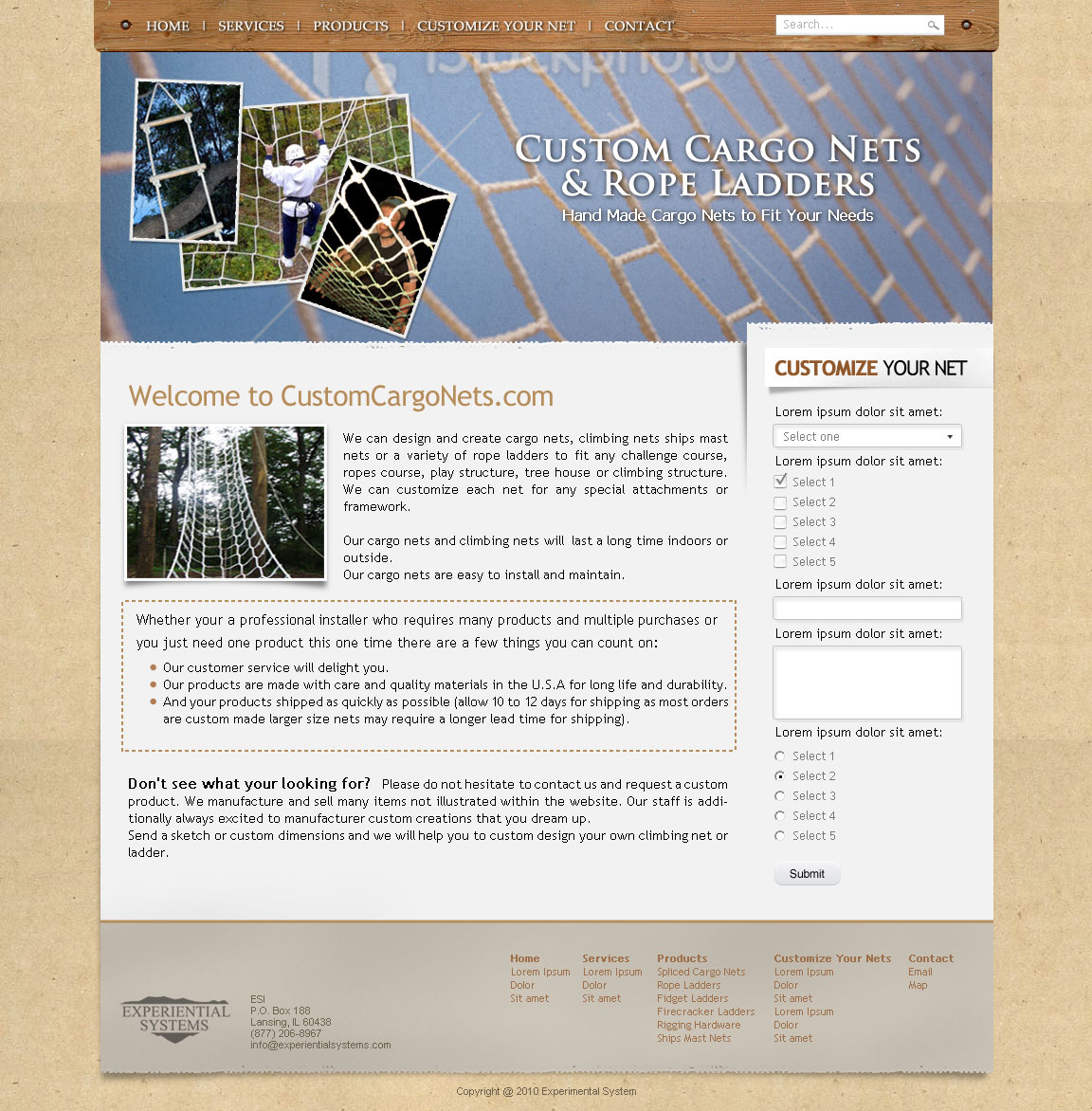 Web Design for www.customcargonets.com