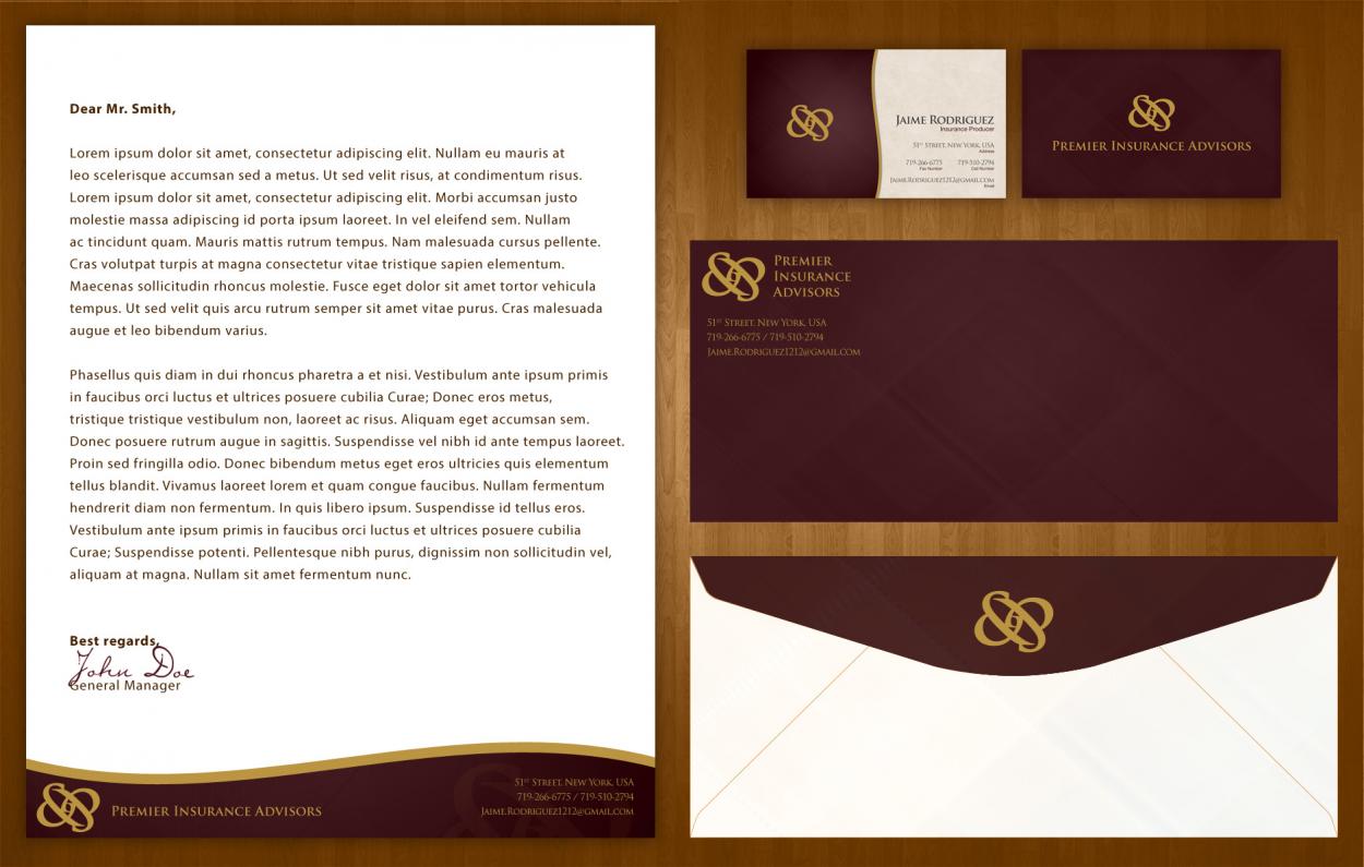 Business Card & Stationery Design for Premier Insurance Advisors