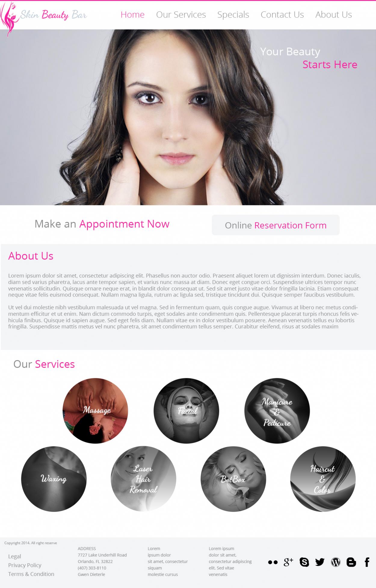 Web Design for Skin Beauty Bar