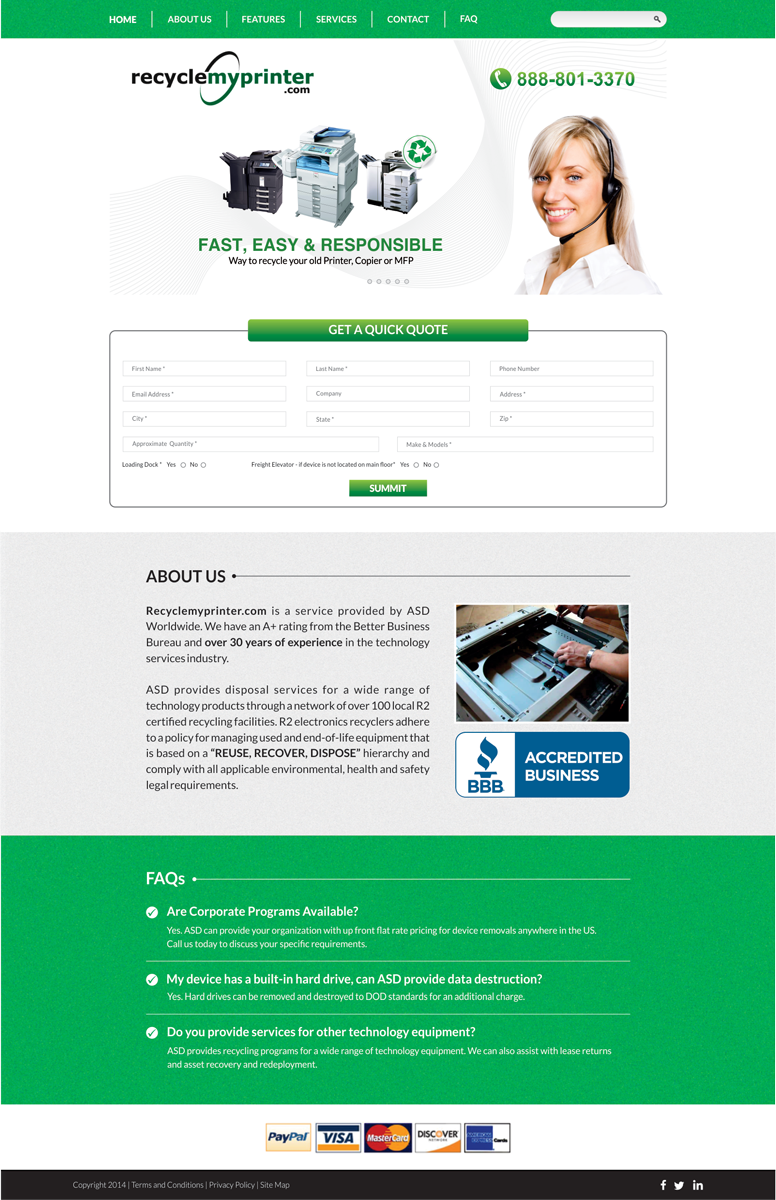 Web Design for Recyclemyprinter.com
